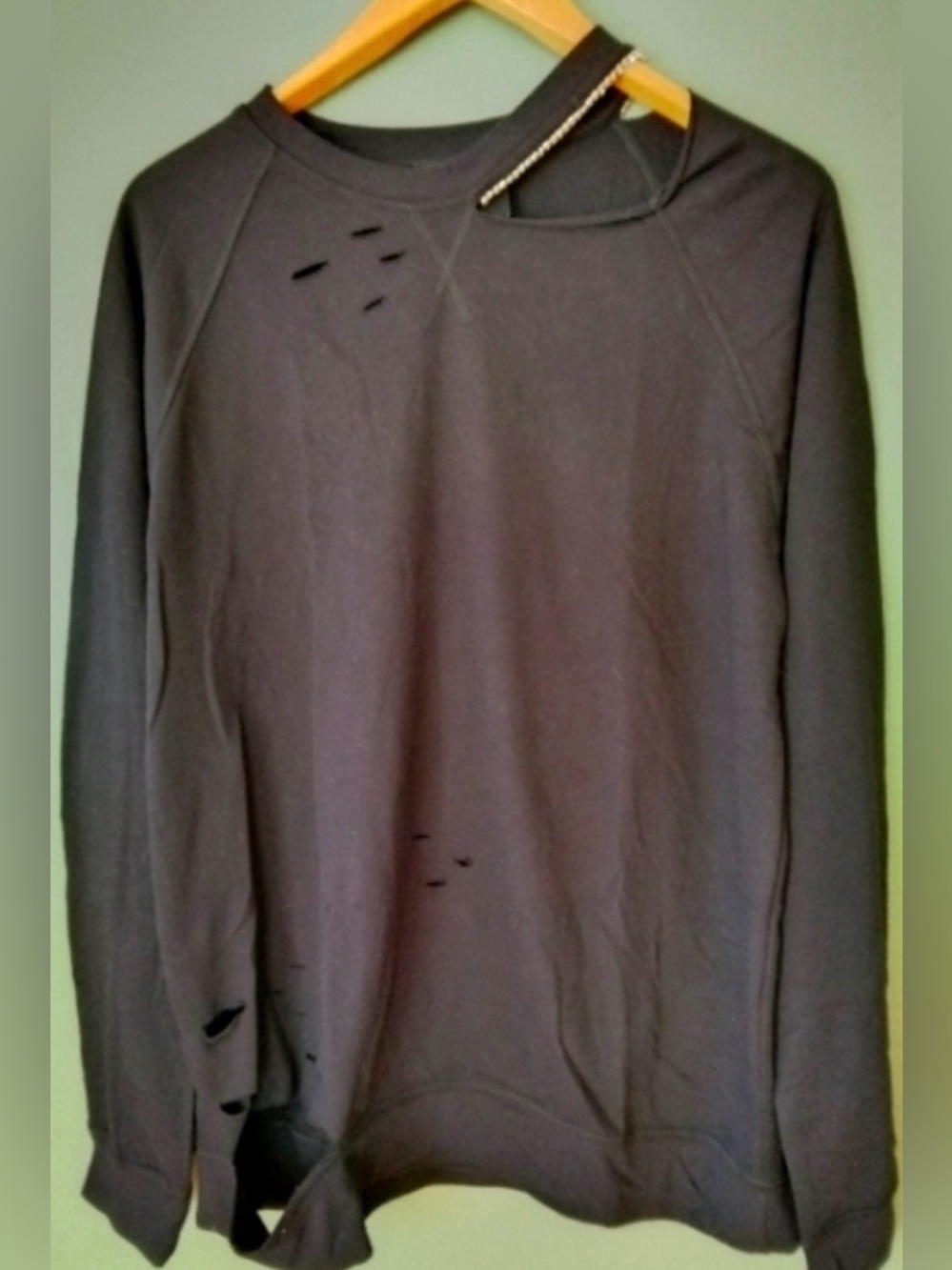 Alla Berman black destroyed embellished oversized light sweater, size S